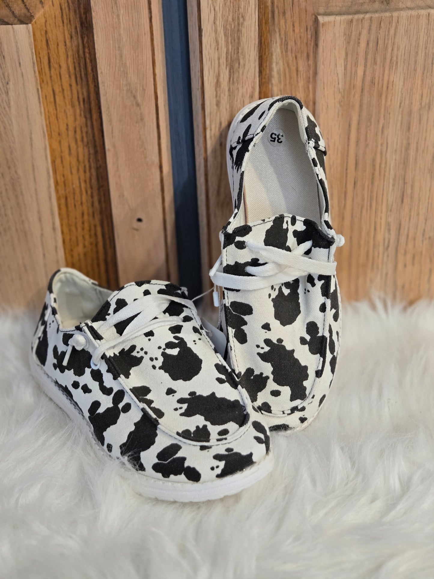 Cowprint Slip ons