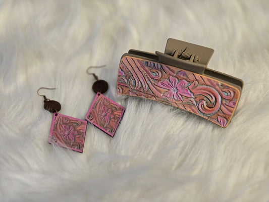 Leather Claw Clip Earing Set